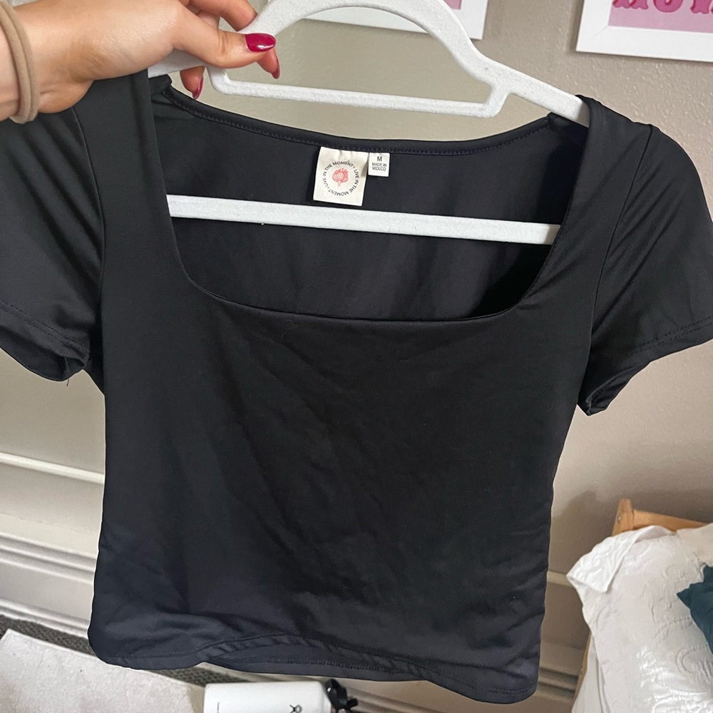 Black long crop top
